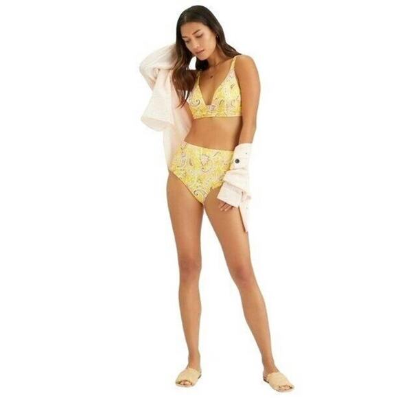Sanctuary High Waisted Yellow Paisley Bikini Swim Bottom Size S - Picture 8 of 8